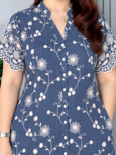 Load image into Gallery viewer, Eve Premium Embroidered Denim Dress 0001 (Copy)