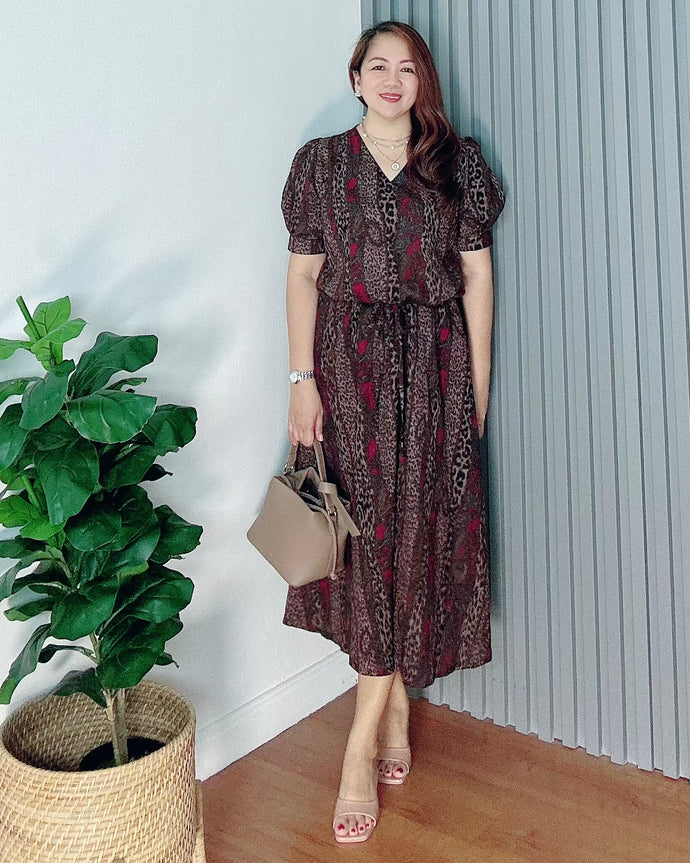 *Andi Drawstring Printed Dress 0040