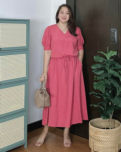 *Andi Drawstring Plain Dress 0019