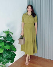 Load image into Gallery viewer, *Diana Maxi Plain Olive green Dress 0118