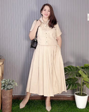 Load image into Gallery viewer, Trisha Premium Linen Light Brown Top and Skirt Coordinates 0006