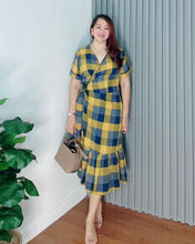 Load image into Gallery viewer, Mara Checkered Overlap Dress 0021