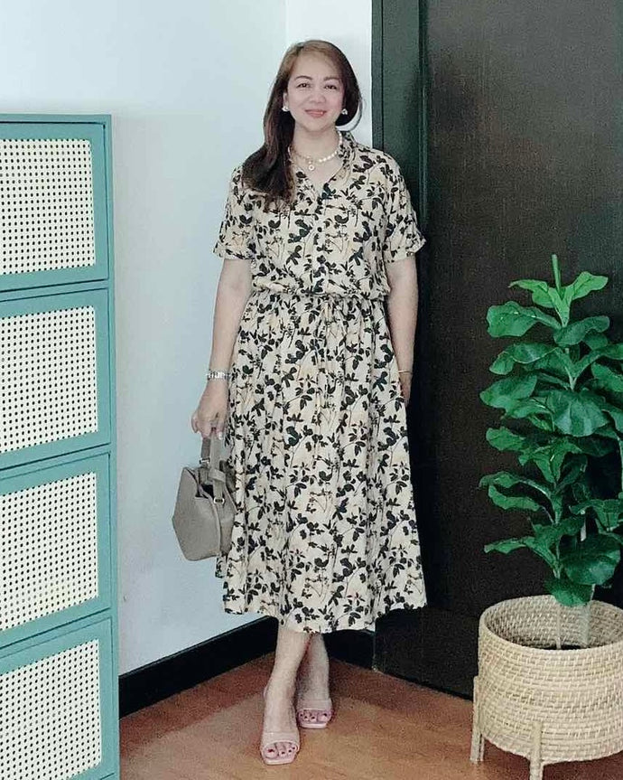*Donna Printed Drawstring Dress 0360