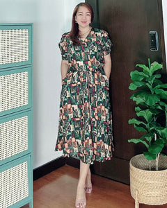 *Andi Drawstring Printed Dress 0037