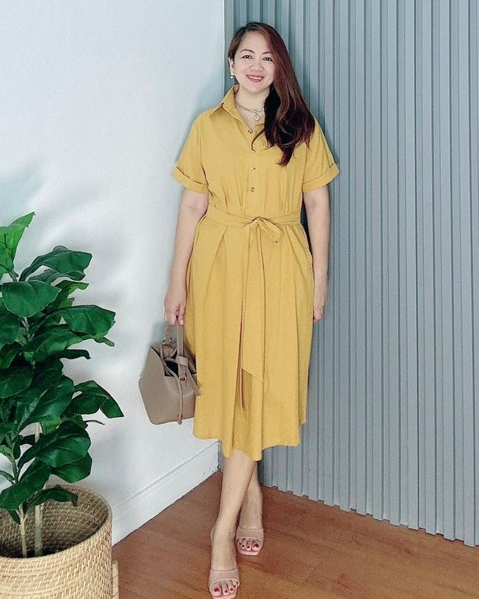 *Luna Plain Mustard Dress 0045