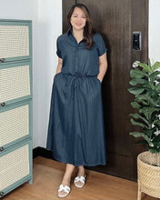 Load image into Gallery viewer, Dahna Plain Soft Dark Denim Dress 0309