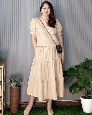 Lana Premium Linen Latte Brown Top and Skirt 0012