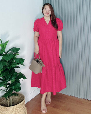 *Ariana Red Cotton Eyelet Dress 0097
