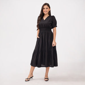 Sigrid Maxi Plain Black  Dress 0048