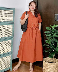 *Dahna Plain Rust Dress 0335