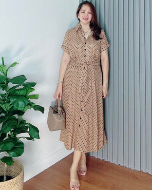 *Julia Maxi Polka Brown Dress 0022