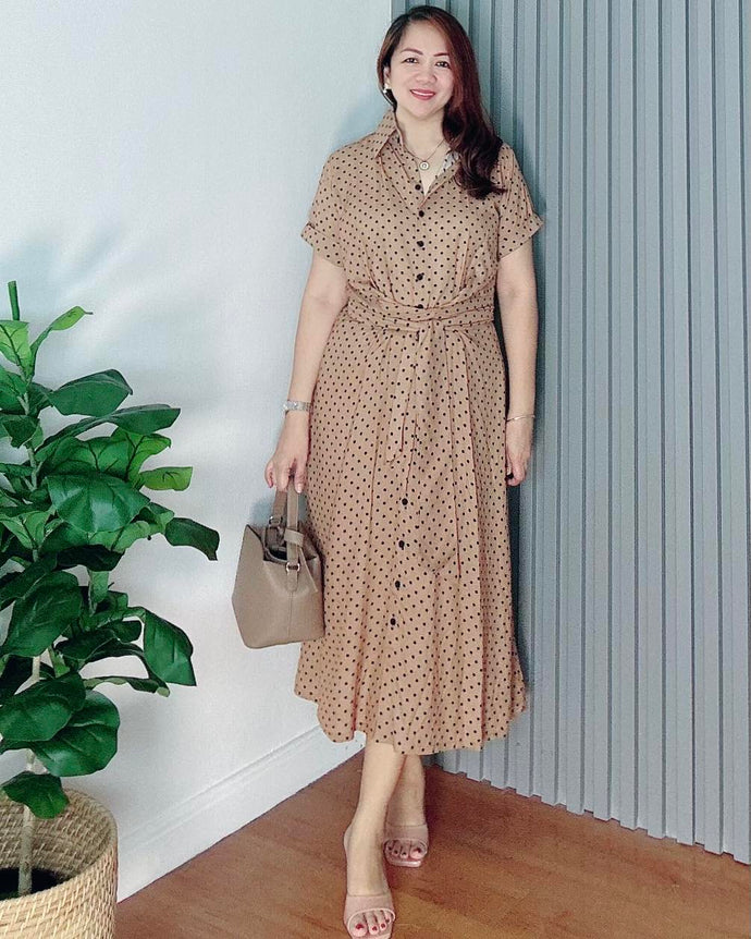 *Julia Maxi Polka Brown Dress 0022