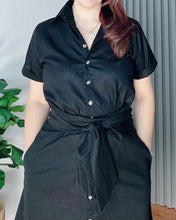 Load image into Gallery viewer, *Julia Maxi Premium Linen Black Dress 0025