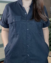 Load image into Gallery viewer, Elena Premium Linen Navy Blue Dress 0061