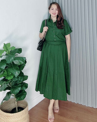 Trisha Emerald Green Premium Linen  Top and Skirt Coordinates 0020