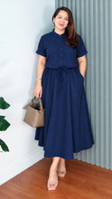 Load image into Gallery viewer, *Carmie Plain Softlinen Navyblue Dress 0162