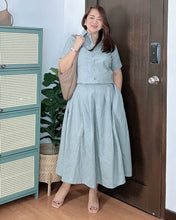 Load image into Gallery viewer, Trisha Premium Linen Sage Top and Skirt Coordinates 0010