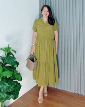 Load image into Gallery viewer, *Anika Maxi Plain Olive green Dress 0003