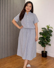 Load image into Gallery viewer, Sale! Carmie Maxi Gray Striped Dress 0126