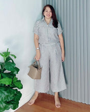 Load image into Gallery viewer, *Monique Stripe Gray Linen Coordinates 0024