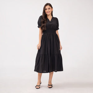 Sigrid Maxi Plain Black  Dress 0048