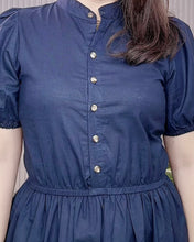 Load image into Gallery viewer, Bianca Premium Linen Midi Navy Blue Dress 0208