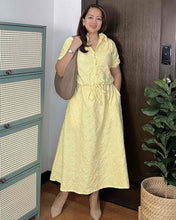 Load image into Gallery viewer, Dahna Drawstring Eyelet Yellow Dress 0220