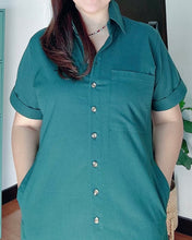 Load image into Gallery viewer, *Nicole Plain Blue Green Dress 0115