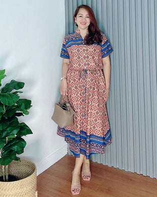 *Donna Printed Drawstring Dress 0367