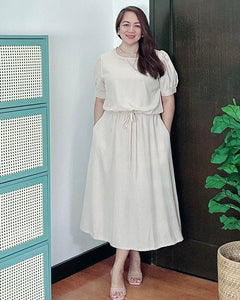 *Alexa Plain Cream Dress 0069
