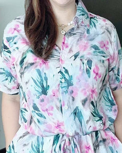 *Dahna Drawstring Printed Dress 0351