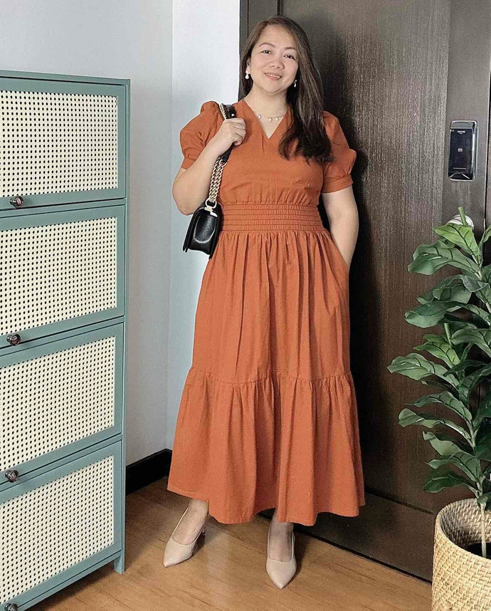 Sigrid Maxi Plain Rust Orange Dress 0067