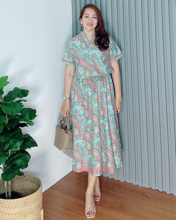 *Donna Printed Drawstring Dress 0363