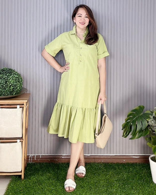 Giana Plain Avocado Green Dress 0086