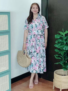 *Dahna Drawstring Printed Dress 0351
