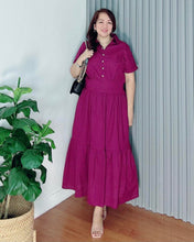 Load image into Gallery viewer, *Lysa Maxi Premium Linen Burgundy Dress 0071