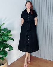 Load image into Gallery viewer, *Julia Maxi Premium Linen Black Dress 0025