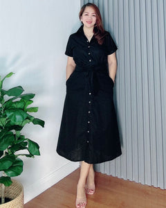 *Julia Maxi Premium Linen Black Dress 0025