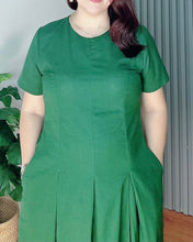 Load image into Gallery viewer, Belle Premium Linen Green Dress 0020