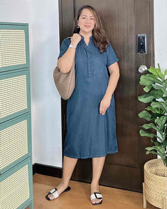 Bea Plain Denim blue Dress 0398