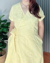 Load image into Gallery viewer, Mara Overlap Eyelet Yellow Dress 0013