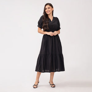 Sigrid Maxi Plain Black  Dress 0048