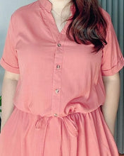 Load image into Gallery viewer, *Donna Plain Salmon Drawstring Dress 0376