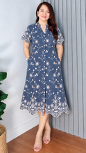 Load image into Gallery viewer, Eve Premium Embroidered Denim Dress 0001 (Copy)