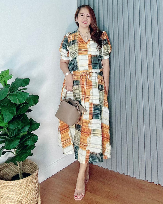 *Andi Drawstring Printed Dress 0039