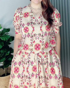 *Andi Drawstring Printed Dress 0043
