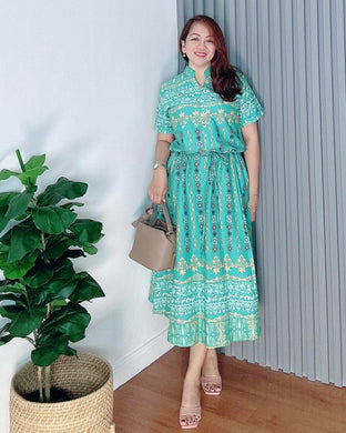 *Donna Printed Drawstring Dress 0365