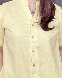 Bea Premium Linen Yellow Dress 0389