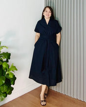 Load image into Gallery viewer, * Vera Plain Navyblue Premium Linen Dress 0020