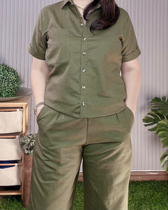 Heart Premium Linen Army Green Coordinates 0093